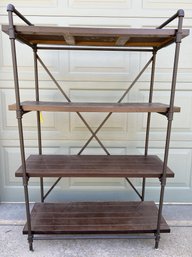 Awesome, Industrial Style Bookcase Or Shelving Unit With Frame Made Of Pipe & Wooden Shelves