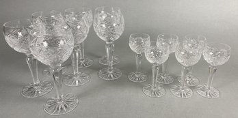 Spectacular Set Of Crystal Clear Industries Crystal Wine Glasses & Cordials In The Camelia Pattern