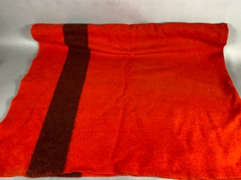 Vintage Or Antique Wool Hudson Bay Blanket, Red With Black Stripe