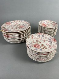 Set Of Very Nice Johnson Brothers Dinnerware With A Beautiful Floral Pattern For Twelve People