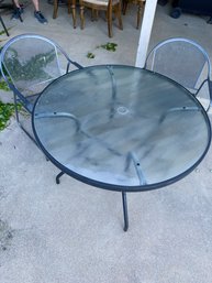 Glass Top Porch Table, Patio Furniture, Metal Frame