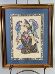 Beautiful Framed Painted Canvas Cloth Featuring Indonesia Bali Dancers