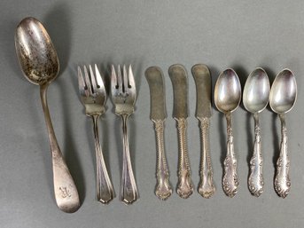 Miscellaneous Sterling Silver Flatware Pieces Including Spreaders, A Serving Spoon, Salad Forks & Teaspoons