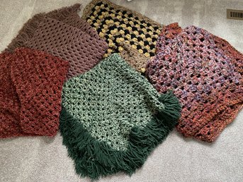 Set Of 4 Amazing Afghans Or Crocheted Blankets Or Lap Blankets, In Lovely Earth Tones