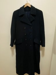 Women's Sak's Fifth Avenue Cashmere Fleurette Full Length Double Breasted Winter Coat Size 8