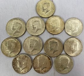 Ten Kennedy Half Dollars With Dates Of 1964 Thru 1968, Denver And Philadelphia