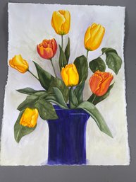 Beautiful Original Watercolor Painting Of Tulips