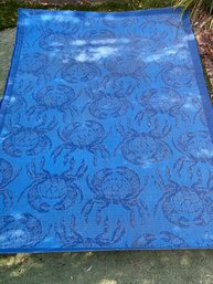 Outdoor Blue Patio Rug With Crab Design