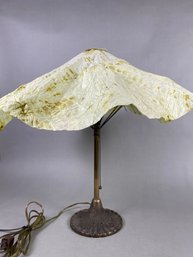 Unique Metal Table Lamp With Paper Shade That Opens Like Umbrella