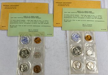Two Sets Of 1959 US Mint Proof Sets In Original Cello Packaging Including Franklin Half Dollar