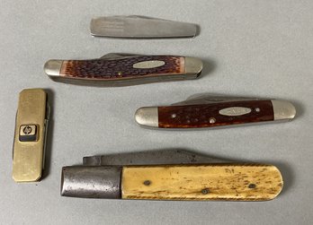 Miscellaneous Pocket Knives Including Brands Kabar, Case, Rivington Works & More