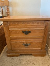 Solid Wood Nightstand Or Side Table With A White Wash Finish & Two Storage Drawers