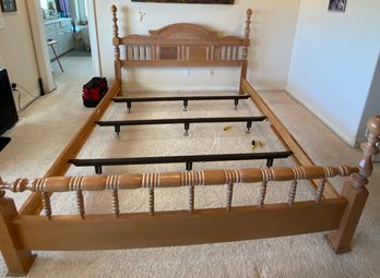 Solid Wood King-sized Bed Frame With A White Wash Finish
