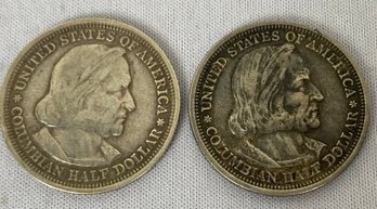 Two US Chicago World's Columbian Expedition Silver Half Dollar Coins Dated 1893
