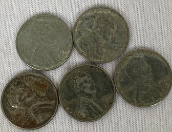 Five US Steel Pennies Dated 1943, Several With D Mint Mint