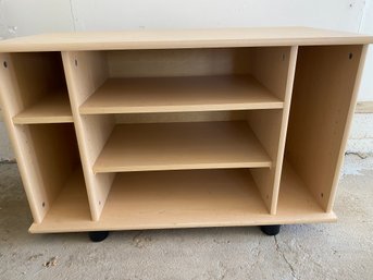 Practical Maple Finish Storage Cabinet With Adjustable Shelves
