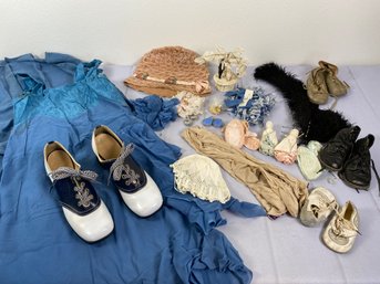 Amazing Collection Of Vintage Clothing, Hat, Baby Items, And 1928 Wedding Cake Topper