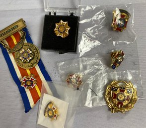 Collection Of Veterans Of Foreign War Lapel Pins, Including A Life Member Pin, Some New In Package