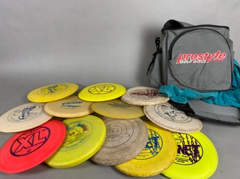 Prostyle Disc Golf Bag & Several Discs From Brands Including Innova Champion & Discraft