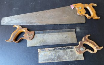 Three Antique Or Vintage Hand Saws From Henry Disston & Sons