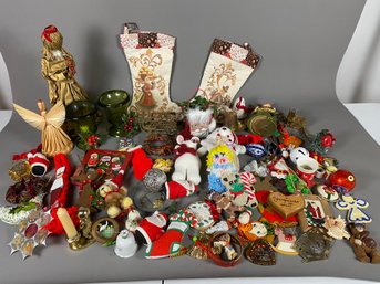 Lot Of Modern And Homemade Christmas Ornaments And Holiday Decorations