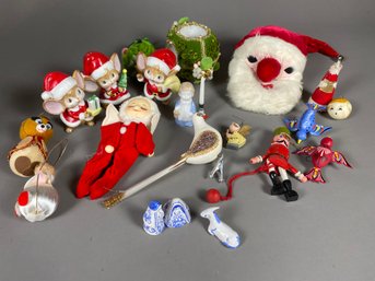 Lot Of Vintage Christmas Ornaments And Decorations Including An Annalee Mouse