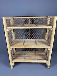 Cute, Light Brown With Black Accents Wicker Shelf