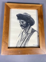 Framed Pencil Drawing By Ernst Ulmer, Kansas Artist (1922-2009), Portrait, Sketch