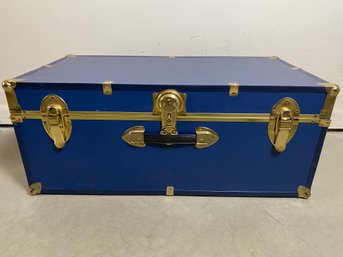 Blue Storage Trunk Or Footlocker With Metal Latches