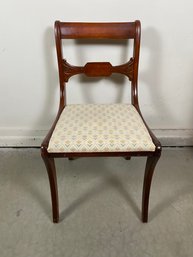 Adorable Solid Wood Side Chair Or Dining Room Chair With Tulip-themed Upholstered Seat