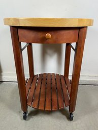 Rolling Kitchen Island Or Cart With Wooden Top And Storage