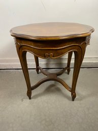 Round Solid Wood Side Table Or End Table With Patterned Top