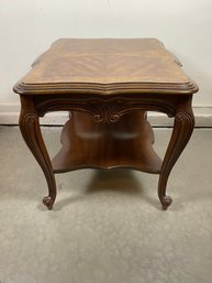 Beautiful Solid Wood Side Table Or End Table With Filigree Accents And Patterned Top, Lot 2