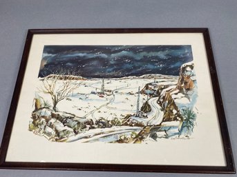 Framed Watercolor On Paper By Edward Muegge 'Buck' Schiwetz Dated 1949