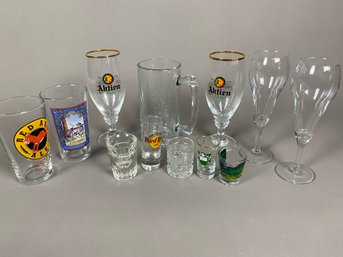 Miscellaneous Lot Of Beer Glasses And Shot Glasses, Barware, Red Ass Ale, New Belgium, Aktien