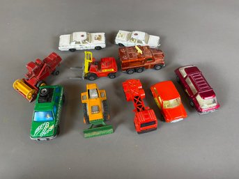 Lot Of Miscellaneous Vintage Toy Vehicles, Cars, Trucks, Combine, Hoist, Matchbox