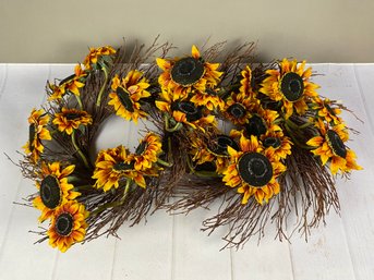 Pair Of Spring Or Summer Sunflower & Grapevine Wreaths