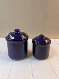 Two Cobalt Blue Lidded Jars, Made By GHA