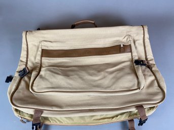 Vintage Eddie Bauer Ford Travel Canvas Garment Bag With Leather Accents