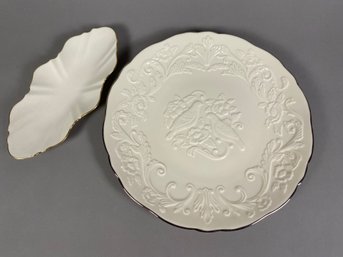 Two Pieces Of Lenox China, Wedding Promises Anniversary Plate & Symphony Relish Dish