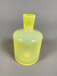 Cute Murano Jar Or Vase With Translucent Yellow Design And Original Sticker, Made In Italy