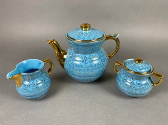 Pretty Blue Coffee Or Tea Set By Enterprise Aluminum Co Drip-O-Lator Coffee Pot With 22K Gold Accents