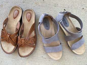 Two Pair Of Women's Sandals, Clark's Artisan Collection And Euro Soft By Sofft, Size 10