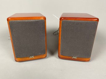 Pair Of JVC Mini Wood Bookshelf Or Desk Top Speakers Model SP-UX7000 - Tested/Working