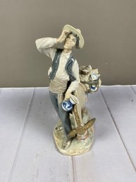 Incredible Lladro Figurine Titled 'Typical Peddler', Man With Mule Selling Ceramics