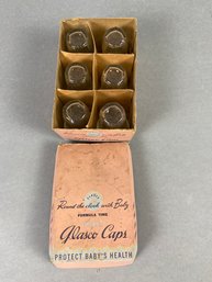 Set Of 6 Vintage Glass Baby Bottle Caps By Glasco Cap In Original Box