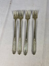 Four Antique Sterling Silver Child Forks By Whiting Manufacturing Corp, Cinderella Pattern (66 Grams), Lot B