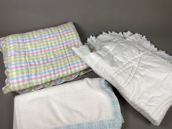 Lot Of 2 Baby Quilts And A Vintage Baby Blanket