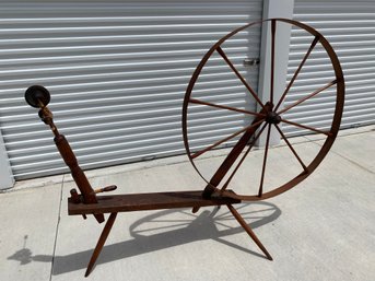 Incredible Antique Colonial America Primitive Handmade Wooden Walking Or Great Spinning Wheel, Pennsylvania