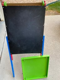 Colorful Kid's Folding Art Easel With Chalkboard, Whiteboard, And Tray